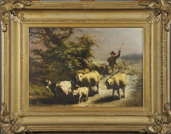 Le Retour Des Moutons Oil Painting by Ildephonse Stocquart