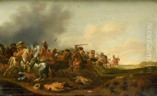 Choc De Cavalerie Oil Painting by Jan Jacobsz van der Stoffe