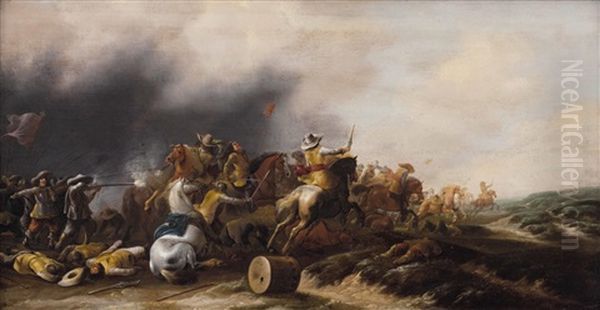 Infanterie Besiegt Kavallerie Oil Painting by Jan Jacobsz van der Stoffe