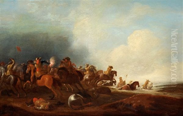 Battle Scene Oil Painting by Jan Jacobsz van der Stoffe