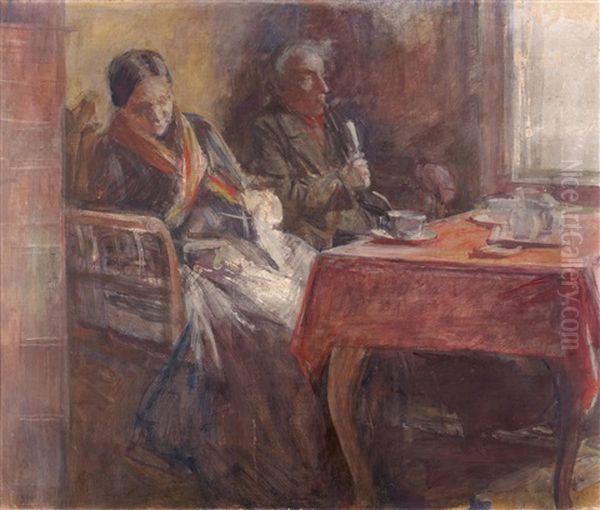 Altes Paar In Der Stube Oil Painting by Ernst Stoehr