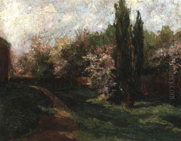 Gartenweg Mit Bluhenden Buschen Oil Painting by Ernst Stoehr