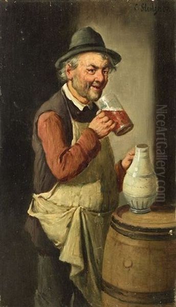 Tasting The Brew (+ The Brew Meister; 2 Works) Oil Painting by Carl Siegfried Stoitzner