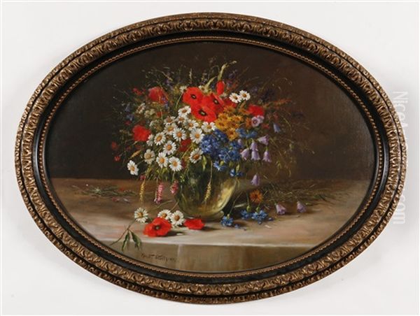 Wiesenblumenstraus In Vase Oil Painting by Konstantin Stoitzner