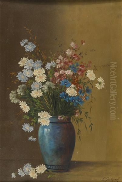 Wiesenblumenstraus In Vase Oil Painting by Konstantin Stoitzner