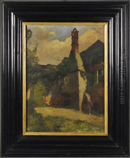 Houses In Durnstein Oil Painting by Rudolf Stoitzner