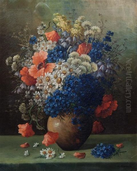 Floral Still Life Oil Painting by Rudolf Stoitzner