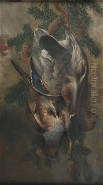 Jagdstillleben Oil Painting by Rudolf Stoitzner