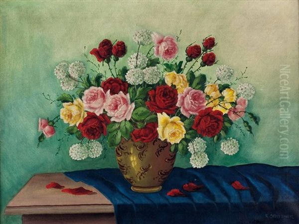 Blumenstraus In Vase Oil Painting by Rudolf Stoitzner