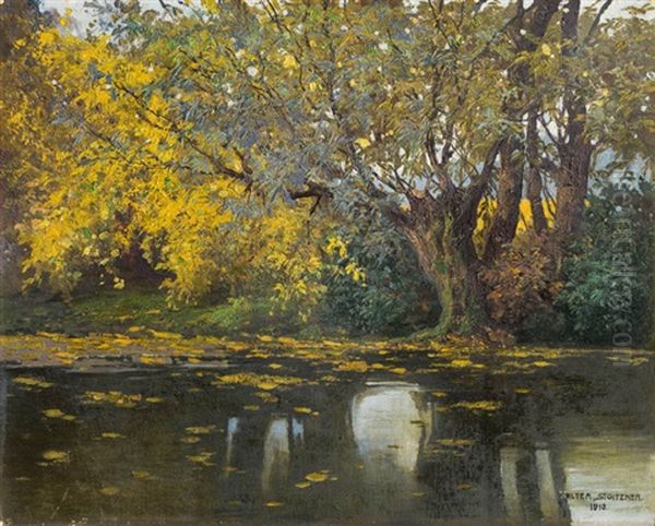 Herbstlandschaft Oil Painting by Walter Stoitzner