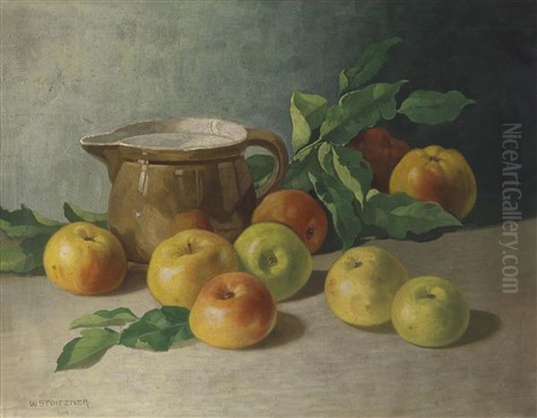 Stilleben Mit Apfeln Oil Painting by Walter Stoitzner