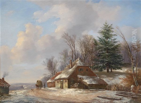 Winterlandschaft Oil Painting by Jacobus Van Der Stok