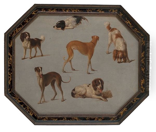 Epagneuls Et Autres Chiens Oil Painting by Hendrik Stokvisch