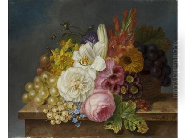 Stilleben Mit Blumen Und Fruchten Oil Painting by Alida Elizabeth van Stolk