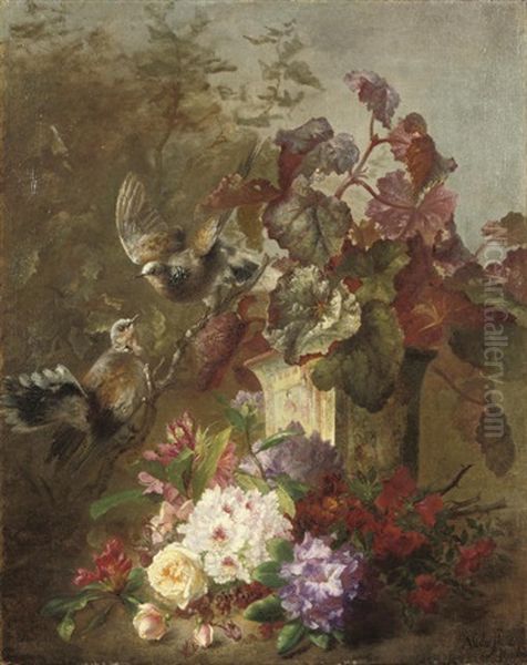 Flowers In An Oriental Vase Oil Painting by Alida Elizabeth van Stolk