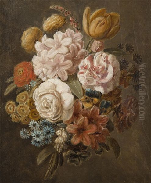 Pair Of Floral Still Life Paintings Oil Painting by Leopold von Stoll