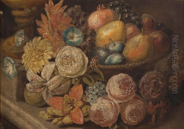 Stillleben Mit Obst Und Blumen Oil Painting by Leopold von Stoll