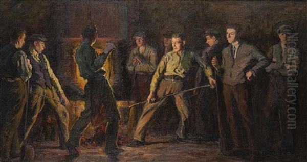 Ironworkers Oil Painting by Josef Stolovsky