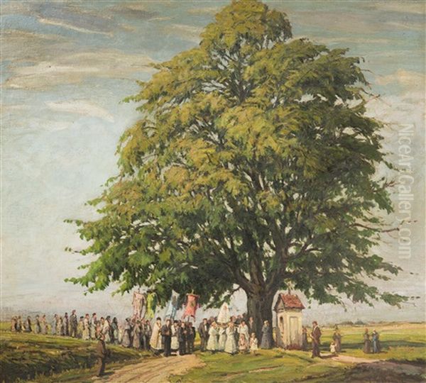 Procession Oil Painting by Josef Stolovsky