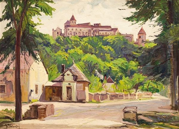 Hrad Pernstejn Oil Painting by Josef Stolovsky