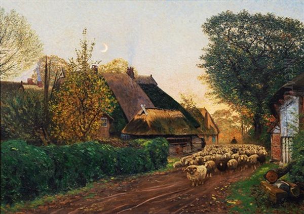 Evening In Barsbek Oil Painting by Fritz Stoltenberg