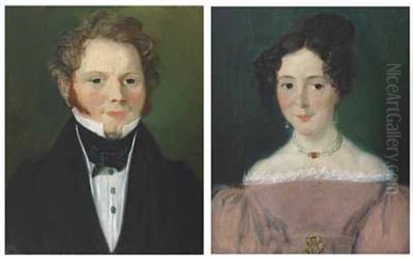 Portrett Av Mann (+ Portrett Av Kvinne, 1835; Pair) Oil Painting by Matthias Stoltenberg