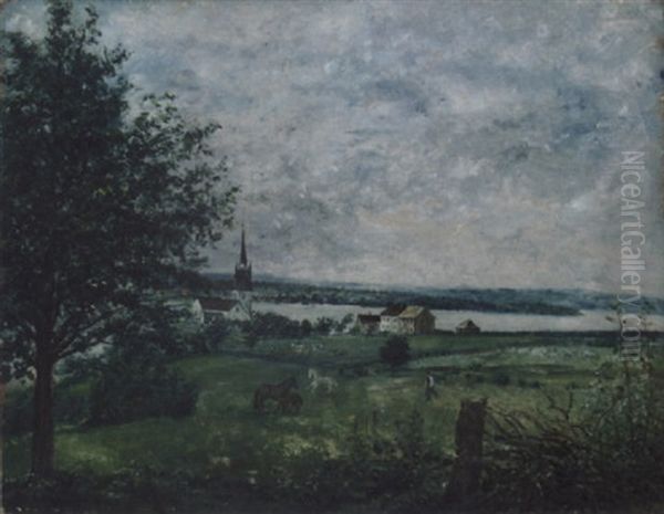 Nes Kirke Mot Helgoya Oil Painting by Matthias Stoltenberg