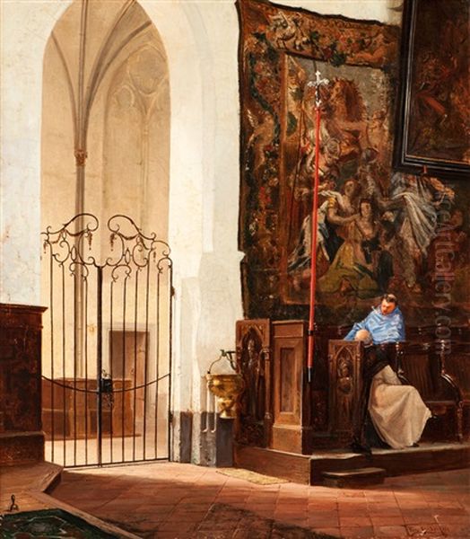 Interieur Einer Gotischen Kathedrale Oil Painting by Vincent Stoltenberg-Lerche