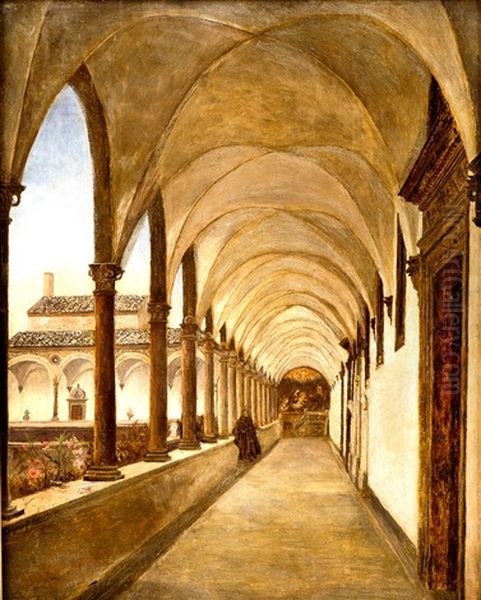 Klostergard I Italia Oil Painting by Vincent Stoltenberg-Lerche