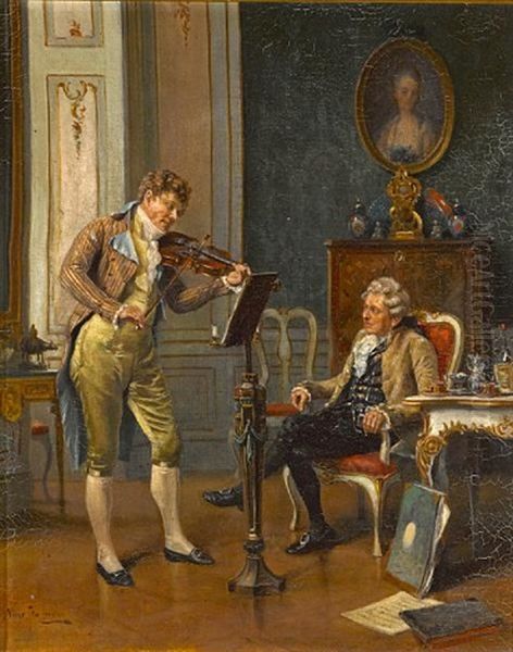 A Musical Serenade Oil Painting by Vincent Stoltenberg-Lerche