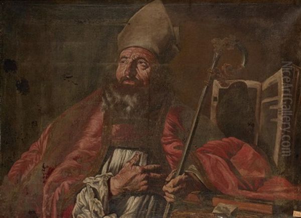 Saint Augustin (ou Saint Ambroise) Oil Painting by Matthias Stom