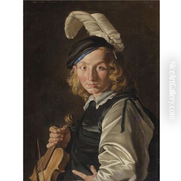 Young Man With A Fiddle Oil Painting by Matthias Stom