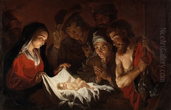 Adoration Of The Shepherds Oil Painting by Mathaeus Stomer the Elder