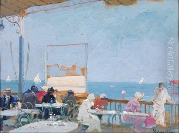 Terrazza Al Lido Oil Painting by Italico Brass