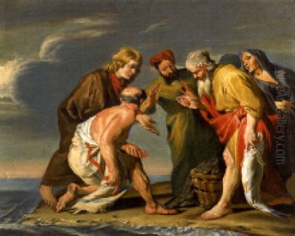 La Drachme De Saint Pierre Oil Painting by Mathaeus Stomer the Younger