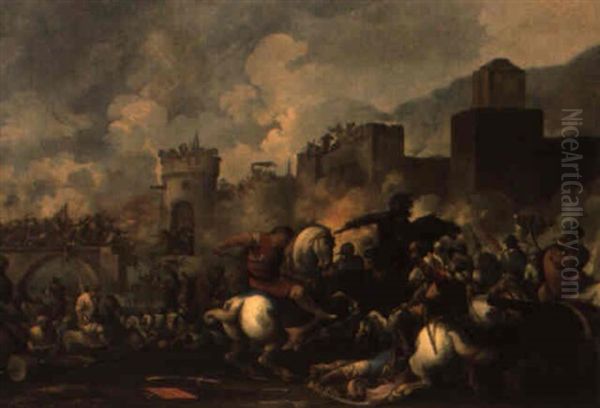 Battaglia (reitergefecht) Oil Painting by Mathaeus Stomer the Younger