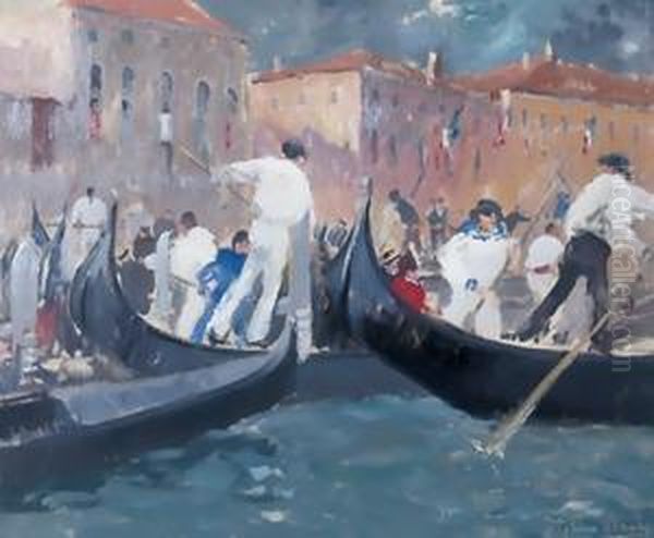 Regata A Venezia Oil Painting by Italico Brass