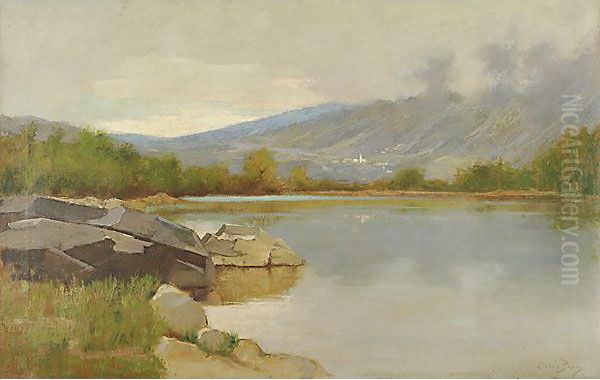 Lago Tra I Monti Oil Painting by Italico Brass