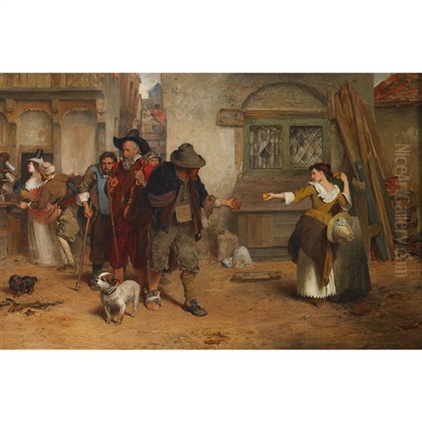 Nell Gwynn & The Old Soldier Oil Painting by Marcus Stone