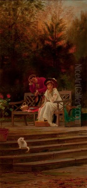 Lovers In A Garden Oil Painting by Marcus Stone