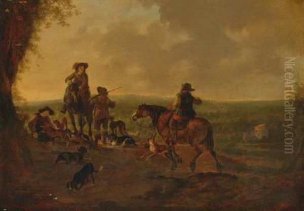 Horsemen In A Landscape Oil Painting by Dirk Stoop