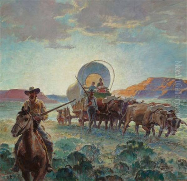 New Departure: Pioneers For Fifty Years, General Motors Advertisement Oil Painting by Herbert Morton Stoops