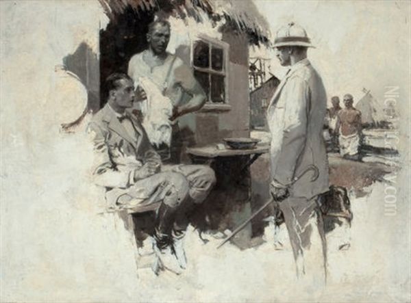 The Conversation, Story Illustration Oil Painting by Herbert Morton Stoops