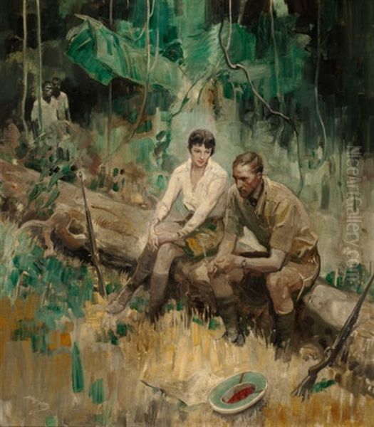 Break From The Hunt Oil Painting by Herbert Morton Stoops