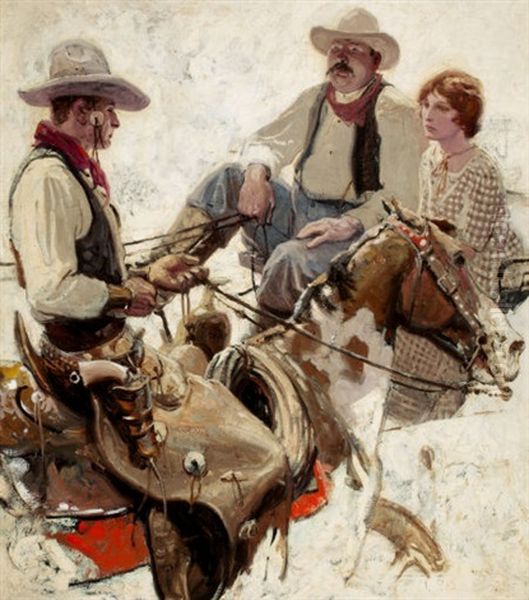 Meeting On The Trail Oil Painting by Herbert Morton Stoops