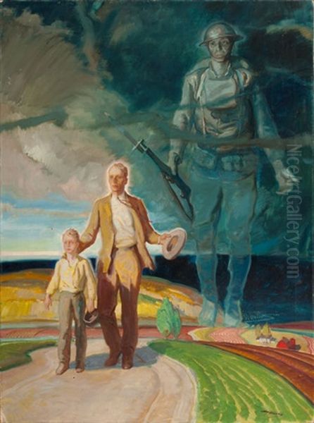 Watching Over Them (study For Brown & Bigelow) Oil Painting by Herbert Morton Stoops