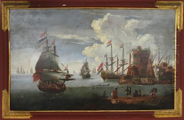 Dutch Harbor Overview Oil Painting by Abraham Jansz. Storck