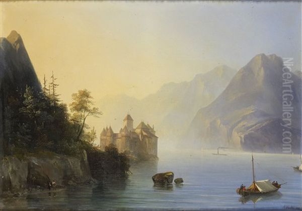 Chateau De Chillon Sur Le Leman Oil Painting by Felix Marie Ferdinand Storelli