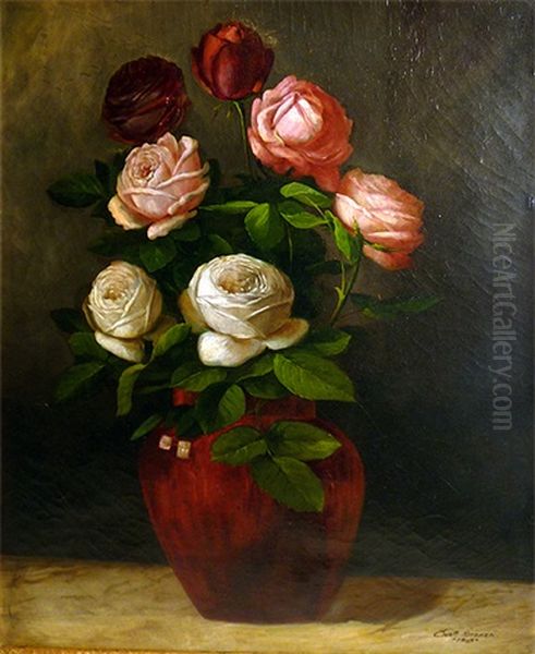 Still Life With Roses Oil Painting by Charles Storer