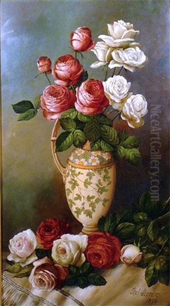 Floral Still Life With Urn Oil Painting by Charles Storer